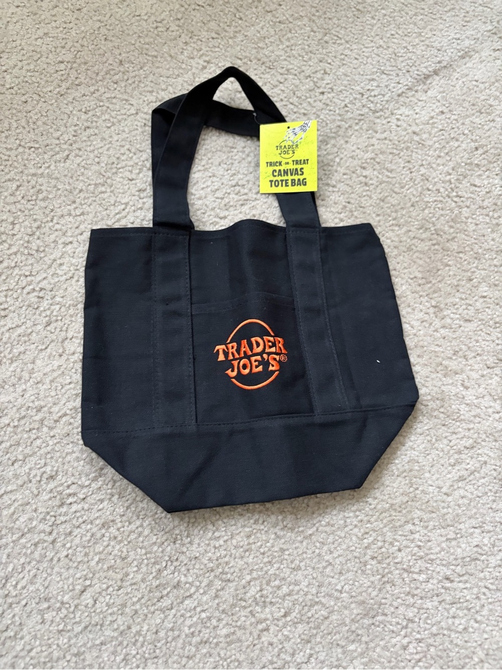 Trader Joe's Black Canvas Tote with Orange Logo